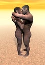 erectus couple - 3D render Royalty Free Stock Photo