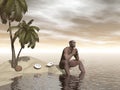 erectus thinking alone - 3D render Royalty Free Stock Photo