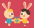 Homosexual Bunny Couple Trading a Present