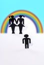 Homosexual couple with child, figurines, same-sex marriage, wish for child Royalty Free Stock Photo