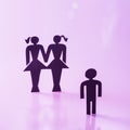 Homosexual couple with child, figurines, same-sex marriage, wish for child Royalty Free Stock Photo