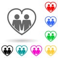 homosexual family in the heart multi color style icon. Simple glyph, flat vector of family icons for ui and ux, website or mobile