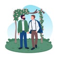 Homosexual married couple 2D vector web banner, poster