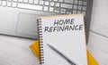 HOMW REFINANCE text written on a notebook on the laptop Royalty Free Stock Photo