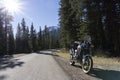 The Honda Africa Twin Adventure Motorcycle in the Rocky Mountains! Royalty Free Stock Photo