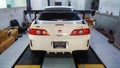 Surakarta Indonesia October 1 2018 white Honda Integra Type R DC5 in a workshop