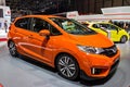 Honda Jazz car showcased at the Geneva International Motor Show. Switzerland - March 1, 2016 Royalty Free Stock Photo