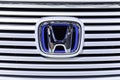 HONDA Motor factory brand logo closeup sign front of car in Motor expo or Motor show exhibition, Japan automobile company.23 March Royalty Free Stock Photo