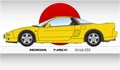 Honda NSX sport car silhouette vintage car with japanese flag