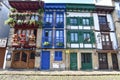 Traditional Basque houses in the cobble stone streets of old town Hondarribia