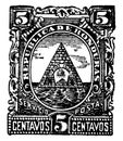 Honduras 5 Centavos Stamp in 1890, vintage illustration