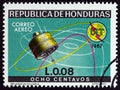 HONDURAS - CIRCA 1968: A stamp printed in Honduras shows Early Bird satellite, circa 1968.