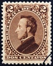 HONDURAS - CIRCA 1878: A stamp printed in Honduras shows President Francisco Morazan, circa 1878.