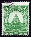 HONDURAS - CIRCA 1890: A stamp printed in Honduras shows Coat of Arms of Honduras, circa 1890.