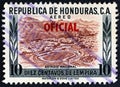 HONDURAS - CIRCA 1956: A stamp printed in Honduras shows National stadium, circa 1956.
