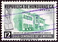 HONDURAS - CIRCA 1956: A stamp printed in Honduras shows United States School, circa 1956.