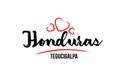 Honduras country with red love heart and its capital Tegucigalpa creative typography logo design