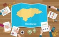 Honduras economy country growth nation team discuss with fold maps view from top