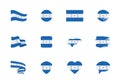 Honduras flag - flat collection. Flags of different shaped twelve flat icons