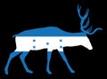 Honduras flag over deer animal national symbol vector silhouette illustration isolated on black background. Royalty Free Stock Photo