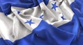 Honduras Flag Ruffled Beautifully Waving Macro Close-Up Shot