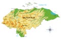 Honduras highly detailed physical map