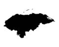 Honduras Map. Honduran Country Map. Black and White National Nation Outline Geography Border Boundary Shape Territory Vector Illus