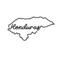 Honduras outline map with the handwritten country name. Continuous line drawing of patriotic home sign