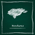 Honduras outline vector map hand drawn with chalk.