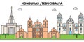 Honduras , Tegucigalpa outline city skyline, linear illustration, banner, travel landmark, buildings silhouette,vector