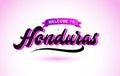 Honduras Welcome to Creative Text Handwritten Font with Purple Pink Colors Design