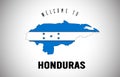 Honduras Welcome to Text and Country flag inside Country border Map Vector Design