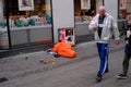 HONELESS SLEEP S OPEN ON STREET IN WINTER WEATHER Royalty Free Stock Photo