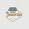 Honest man clothing company label. vector illustration