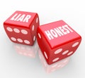 Honest Vs Liar Two Red Dice Words Sincerity Dishonesty Royalty Free Stock Photo