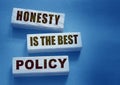 Honesty is the best policy Words Written In Wooden blocks. Trustworthy, truth, beliefs and agreement business concept Royalty Free Stock Photo