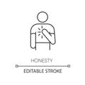 Honesty pixel perfect linear icon. Thin line customizable illustration. Truthfulness, sincerity and credence contour