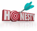 Honesty Red 3d Word Arrow Target Bulls-Eye Royalty Free Stock Photo