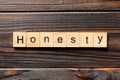 Honesty word written on wood block. honesty text on table, concept Royalty Free Stock Photo