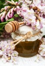 Honey with acacia blossoms Royalty Free Stock Photo