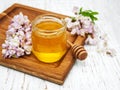 Honey with acacia blossoms Royalty Free Stock Photo