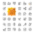 Honey, Apiary, Beekeeping - thin line web icon set. Contains such Icons as Beekeeper, Beehives, Propolis, Bee Farm and more. Outli