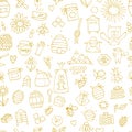 Honey apiary, seamless pattern. Sketch for your design