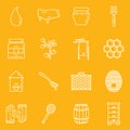 Honey apiary vector outline icons set