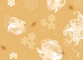 Honey background with bees and cells vector illustration Royalty Free Stock Photo