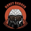 Honey badger eyeglasses vector illustration Royalty Free Stock Photo