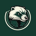 Honey Badger head emblem vector logo template. Logo design honey badger sport. For wildlife.