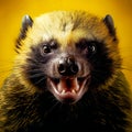 Portrait of Angry Honey badger - front view - AI generated