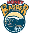 Honey Badger Mascot Claw Circle Retro