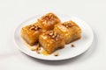Honey baklava dessert. Generate Ai Royalty Free Stock Photo